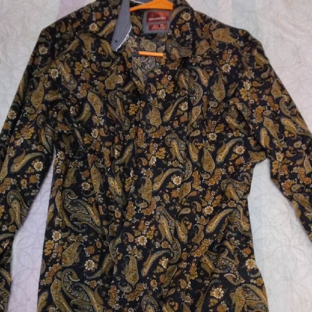 Robert Graham Black and Gold Paisley Shirt